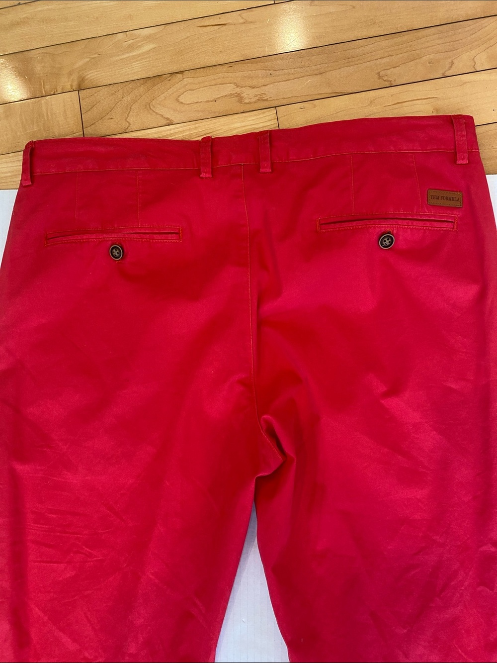 European brand in Raspberry Red Slim Cotton Mix Chino Pants Size Euro 48/US 16 - Picture 8 of 16